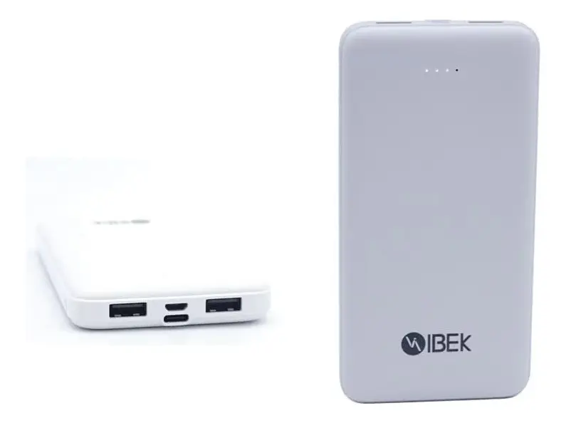 Power Bank Ibek 10.000 mAh 2 USB Tipo C Micro USB Blanco